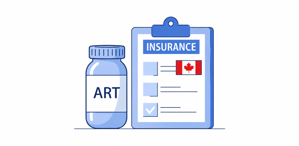 Picture of a pill bottle and a clipboard with an insurance form